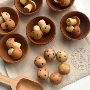 Taylored Toys - Jeu de Tri Montessori - Champignon||Taylored Toys - Montessori Wood Mushroom Sorting Game