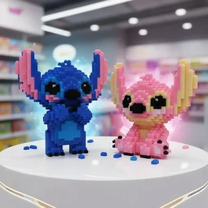 Jouet Nano block Stitch Bleu Rose
