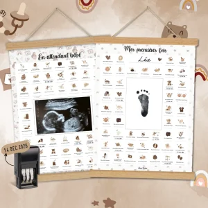 Coffret Cadeau Femme Enceinte – Affiches Duo Grossesse & Bébé (Ourson)