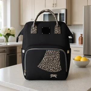 Sac à langer noir | tendance leopard