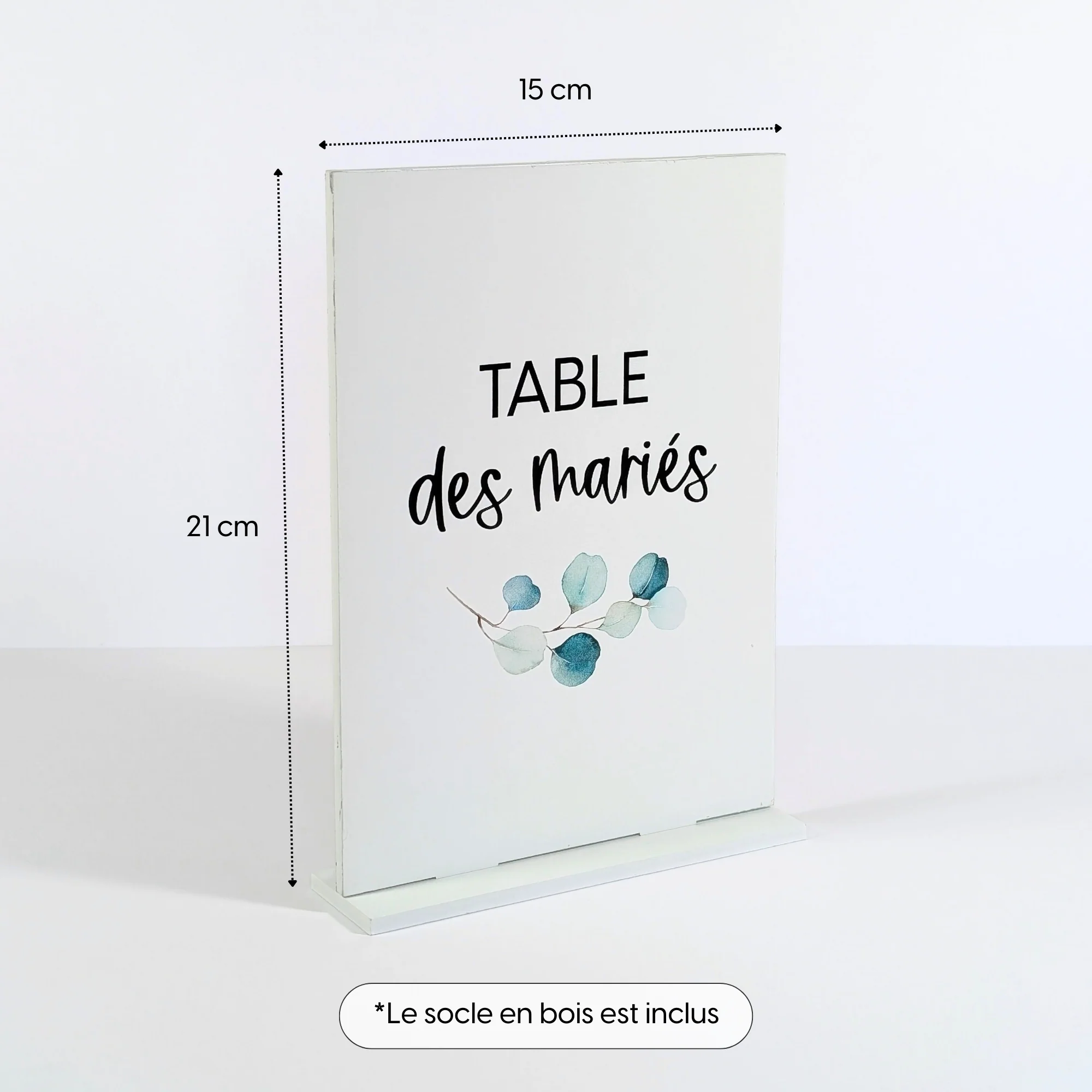 Nom de table personnalisé, en bois blanc + socle | Support signalétique de table A5 avec socle – Image 4