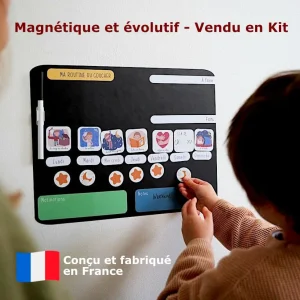 Tableau de routine enfant pour le coucher | magnétique et évolutif | Rituels du coucher 3-6 ans | Disponible en 4 couelurs