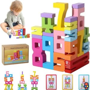 Jeu de construction en bois | Chiffres en Équilibre