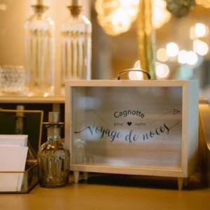 Urne en bois Lune de miel | Valise vintage - Cagnotte pour notre Voyage de noces