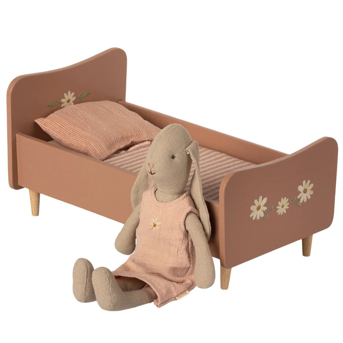 Maileg - Lit en Bois, Mini - Rose||Maileg - Wooden Bed, Mini - Rose – Image 2