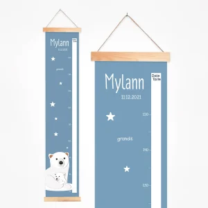 Toise bébé personnalisée thème banquise – Ourse polaire et son petit